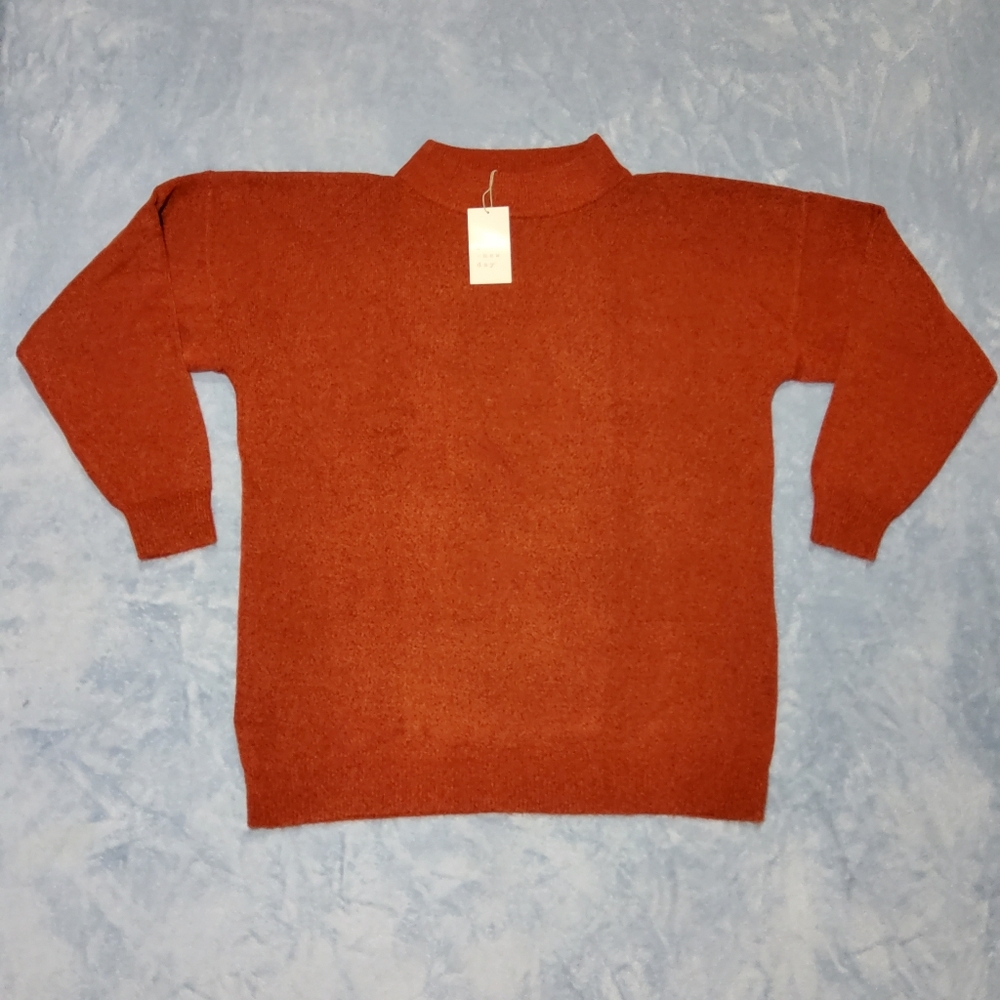 NWT A New Day Oversized Slouchy Mock Turtleneck Sweater Rust Women's Size Small
